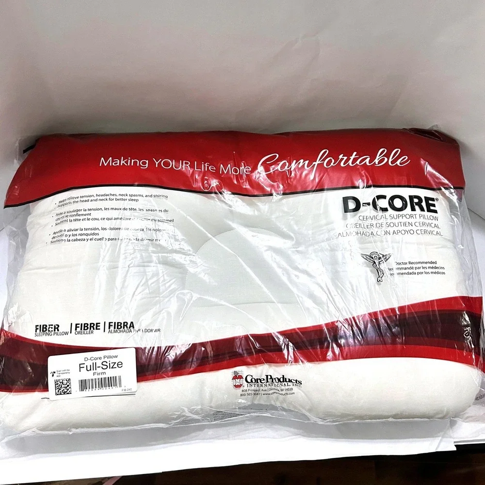 Core Products D-Core Cervical Support Pillow Full Size Firm Fiber New Sealed